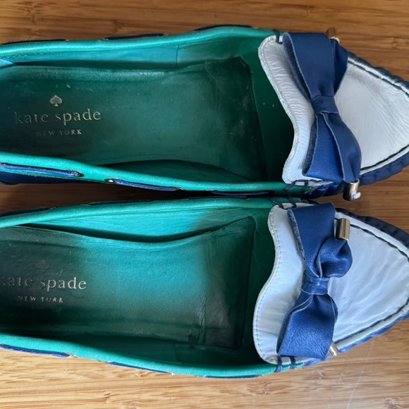 Kate Spade Green and Blue Bow Loafers Preppy Coastal - Picture 5 of 11